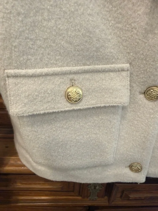 NWT Quince 100% Merino Wool Collarless Cropped Jacket - Bone - M - Picture 7 of 14